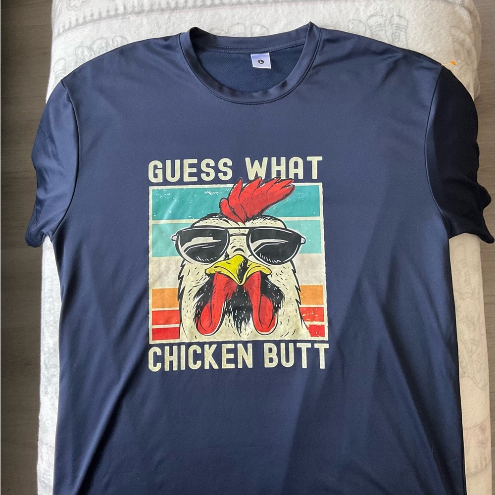 Navy Graphic Tee - Guess What Chicken Butt